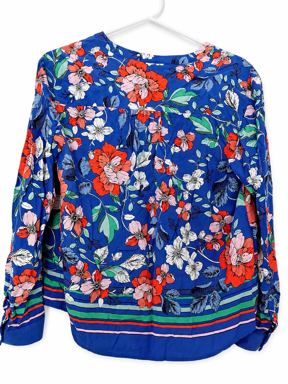 ANTHROPOLOGIE MAEVE V-Neck Tie Front Maeve Elan Floral Scarf-Print Blue Sz - Picture 4 of 7